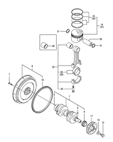 Yanmar Engine Crankshaft And Piston Diagram and Parts List for 46G 4X4-1I019G-Before-37AKD710 Cub Cadet Lawn Tractor Accessories